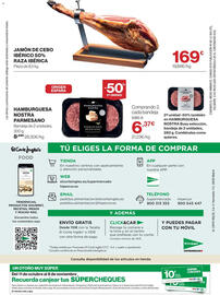 Catálogo El Corte Inglés Página 24: Jamón de cebo ibérico 50% raza ibérica €169,00, Hamburguesa nostra parmesano €8,49