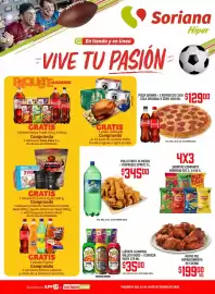 Folleto Soriana Híper semana 42 Página 1: Coca cola - pizza grande + 2 refrescos coca cola original o zero 600 ml €129,00