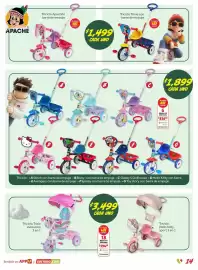 Folleto Soriana Híper Página 15: Hello kitty - triciclo €1.899,00, Trixie - triciclo con barra de empuje €187,00