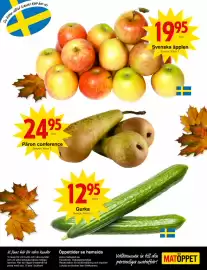 Matöppet reklamblad vecka 43 Sida 5: Päron conference €24,95, Svenska äpplen €19,95