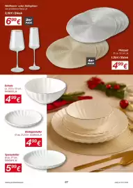 KiK Prospekt Seite 7: Weißwein- oder Sektgläser mit goldenem Rand, je 3,50€/Stück 699 € Schale ca. 27,3 x 7,2 cm, Goldrand
