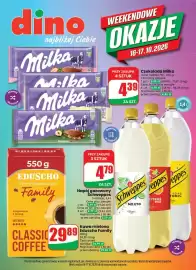 Dino gazetka Strona 1: Czekolada Milka mleczna €4,39, Napój gazowany Schweppes Citrus Mix €4,79