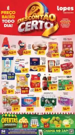 Folheto Lopes Supermercados Página 1: Batata uai €19,99, Kit Refrigerante Coca-Cola + Fanta Guaraná 2L €8,25