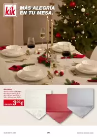 Catálogo KIK Página 6: kik MÁS ALEGRÍA EN TU MESA. Imagen creada por o con el soporte de aplicaciones de IA. Manteles varios
