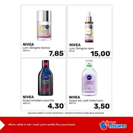 Volantino Iper Tosano settimana 42 Pagina 1: NIVEA Acqua micellare assortita €4,30, NIVEA Lum. Skingolw siero €15,00