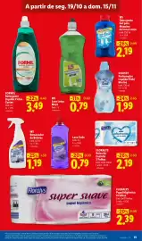 Folheto Lidl semana 43 Página 13: Floralys Rolos de Cozinha 3 Folhas €2,19, Lava Tudo €0,79