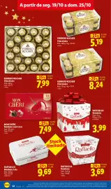 Folheto Lidl semana 43 Página 32: Ferrero rocher chocolates €8,24, Raffaello Bombons €3,99