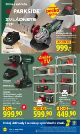 Lidl leták týden 43 Strana 8: PARKSIDE 20V Aku úhlová bruska s nabíječkou a akumulátorem €999,00
