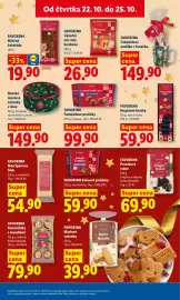 Lidl leták Strana 23: FAVORINA MLÉČNÁ ČOKOLÁDA €19,90, FAVORINA VÁNOČNÍ MIX ŽELÉ BONBONŮ €26,90