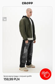 Cropp gazetka tydzień 42 Strona 10: Sprane jeansy baggy z motywem graffiti Cropp €159,99