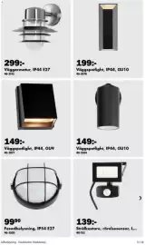 Biltema reklamblad Sida 11: Väggarmatur, IP44 E27 €299,00, Väggspotlight, IP44, GU9 €149,00