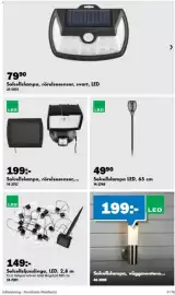 Biltema reklamblad Sida 9: Solcellsljusslinga, led €149,00, Solcellslampa, rörelsesensor €199,00