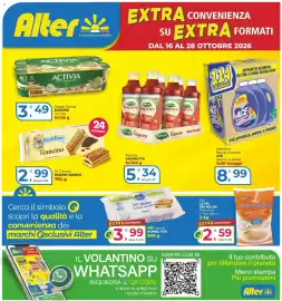 Volantino Alter Discount Pagina 1: Detersivo liquido lavatrice ACE classico €8,99, Yogurt Activia Danone €3,49