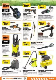 Volantino OBI Pagina 19: Potatore multifunzione a batteria WORX €79,99, Bidone aspiracenere 10 lt €21,99