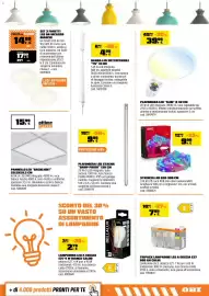 Volantino OBI Pagina 7: Set 3 faretti LED da incasso bianchi €14,99, Tripack lampadine led a goccia e27 806 lm calde €7,99