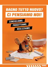 Volantino OBI Pagina 9: BAGNO TUTTO NUOVO? CI PENSIAMO NOI! CONSIGLIAMO. PROGETTIAMO. REALIZZIAMO. B 9 OBI