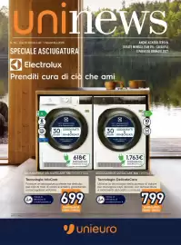 Volantino Unieuro Pagina 1: uninews N. 50- Dal 16 Ottobre all' 1 Novembre 2026 SPECIALE ASCIUGATURA Electrolux Prenditi cura
