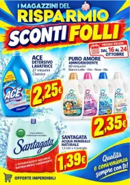 Volantino Magazzini del Risparmio Pagina 1: Ace Detersivo Lavatrice Classico €2,25, Puro Amore Crema di Ammorbidente €2,35