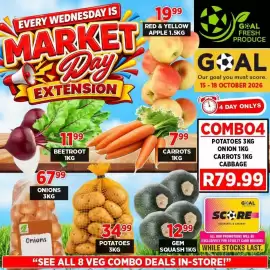 Goal Supermarket catalogue Page 1: Gem Squash €12,99, Beetroot €11,99