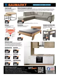 V Baumarkt Prospekt woche 43 Seite 8: Massivholzbett €749,00, Tischgruppe mit 2 Bänken „Maria“ €99,90