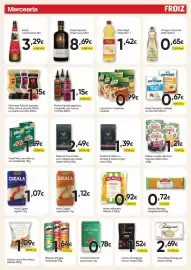 Folheto Froiz Página 4: Feijão ou grão-de-bico Compal cozido lata €1,21, Massa milaneza meada f €0,92
