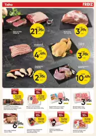 Folheto Froiz Página 3: Burger Misto porco-bovino ElPozo €3,49, Pato cozido desfiado Avibom €6,99