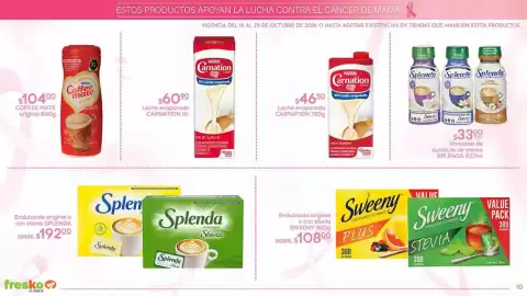 Folleto Fresko Página 10: Splenda Endulzante €192,00, Carnation Leche evaporada €60,90
