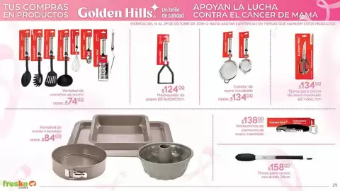 Folleto Fresko Página 29: Variedad de molde o bandeja €84,00, Golden Hills Colador de acero inoxidable €134,00