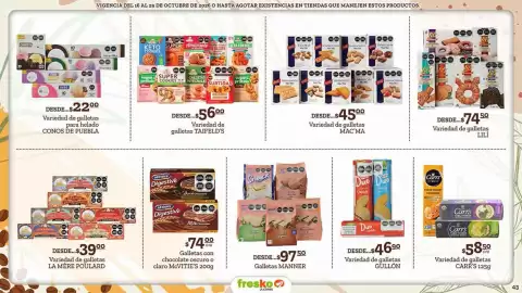 Folleto Fresko Página 43: Galletas MANNER €97,50, Taifeld's variedad de galletas €56,00