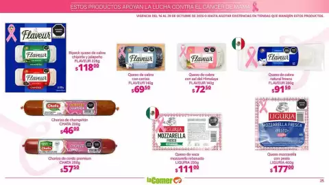 Folleto La Comer Página 25: Flaveur queso de cabra chipotle y jalapeño €118,00, Liguria mozzarella fresco rebanado €111,00