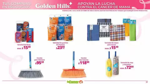 Folleto La Comer Página 32: Golden Hills variedad de guantes de limpieza €23,80, Golden Hills Variedad de fibras €15,90