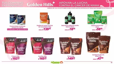 Folleto La Comer Página 36: Golden Hills Piloncillo €47,90, Golden Hills cocoa natural €149,90