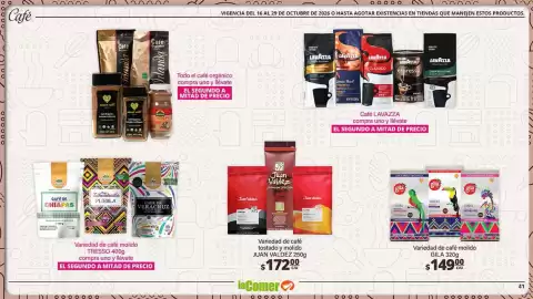 Folleto La Comer Página 41: Gila variedad de café molido €149,00, Juan valdez variedad de café tostado y molido €172,00