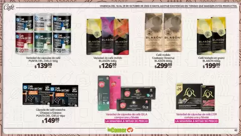Folleto La Comer Página 42: Blasón Café molido Coatepec Veracruz €299,00, Blasón variedad de café molido €126,00