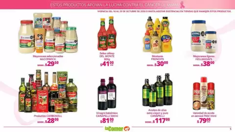 Folleto La Comer Página 5: Mayonesas seleccionadas McCORMICK €29,50, Mostazas FRENCH'S €30,00