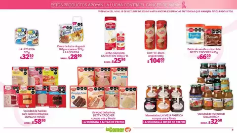 Folleto La Comer Página 9: Duncan Hines variedad de harinas para pastel o brownies €58,90, Coffee mate original €104,00