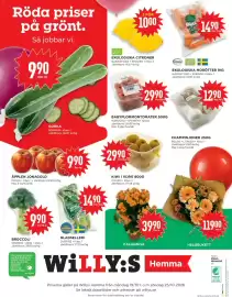 Willys reklamblad vecka 43 Sida 4: Morötter €14,90, Broccoli €990,00