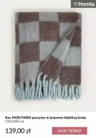 Homla gazetka tydzień 42 Strona 14: Koc Mon Paris puszysty w brązowo-błękitną kratę 150x200 cm Homla €139,00