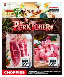 Choppies catalogue Page 16: PORK Shoulder Chops €69,99, PORK Stew €69,99
