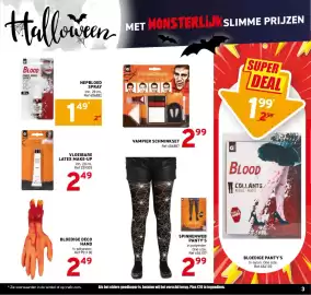 Trafic folder Pagina 3: Nepbloed spray €1,49, Vampier schminkset €2,99