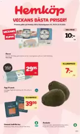 Hemköp reklamblad vecka 43 Sida 1: Ägg 12-pack €29,95, Gravad, kallrökt lax €39,95