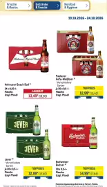 METRO Prospekt woche 43 Seite 28: Jever €12,99, Budweiser Budvar €14,99