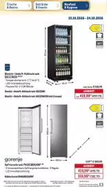 METRO Prospekt woche 43 Seite 42: Gorenje Gefrierschrank FNC618D6XWF €319,99, Glastür-Umluft-Kühlschrank GSC2360 €419,99