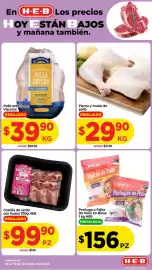 Folleto HEB Página 3: Pierna y muslo de pollo €29,90, Hill Country Fare Pollo Entero €39,90