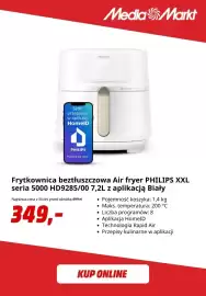 Media Markt gazetka Strona 2: Frytkownica beztłuszczowa Philips Xxl seria 5000 HD9285/00 7,2 l z aplikacją biały €349,00