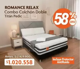 Catálogo Alkosto Página 4: Romance relax - combo colchón doble titán pedic €1.020.558,00