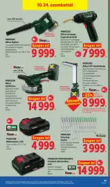 Lidl akciós újság hét 43 Oldal 47: Parkside akkus lapvibrátor €14.999,00, Parkside fűrészlap-készlet €3.999,00
