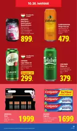 Lidl akciós újság hét 43 Oldal 73: Soproni lager világos sör €299,00, Colgate fogkrém €1.699,00