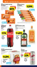 ALDI akciós újság hét 43 Oldal 18: Dunkin' instant forró italpor €899,00, Coca-cola szénsavas üdítőital €779,00
