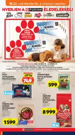 ALDI akciós újság hét 43 Oldal 20: Felix alutasakos macskaeledel €749,00, Purina one száraz kutyaeledel €1.599,00